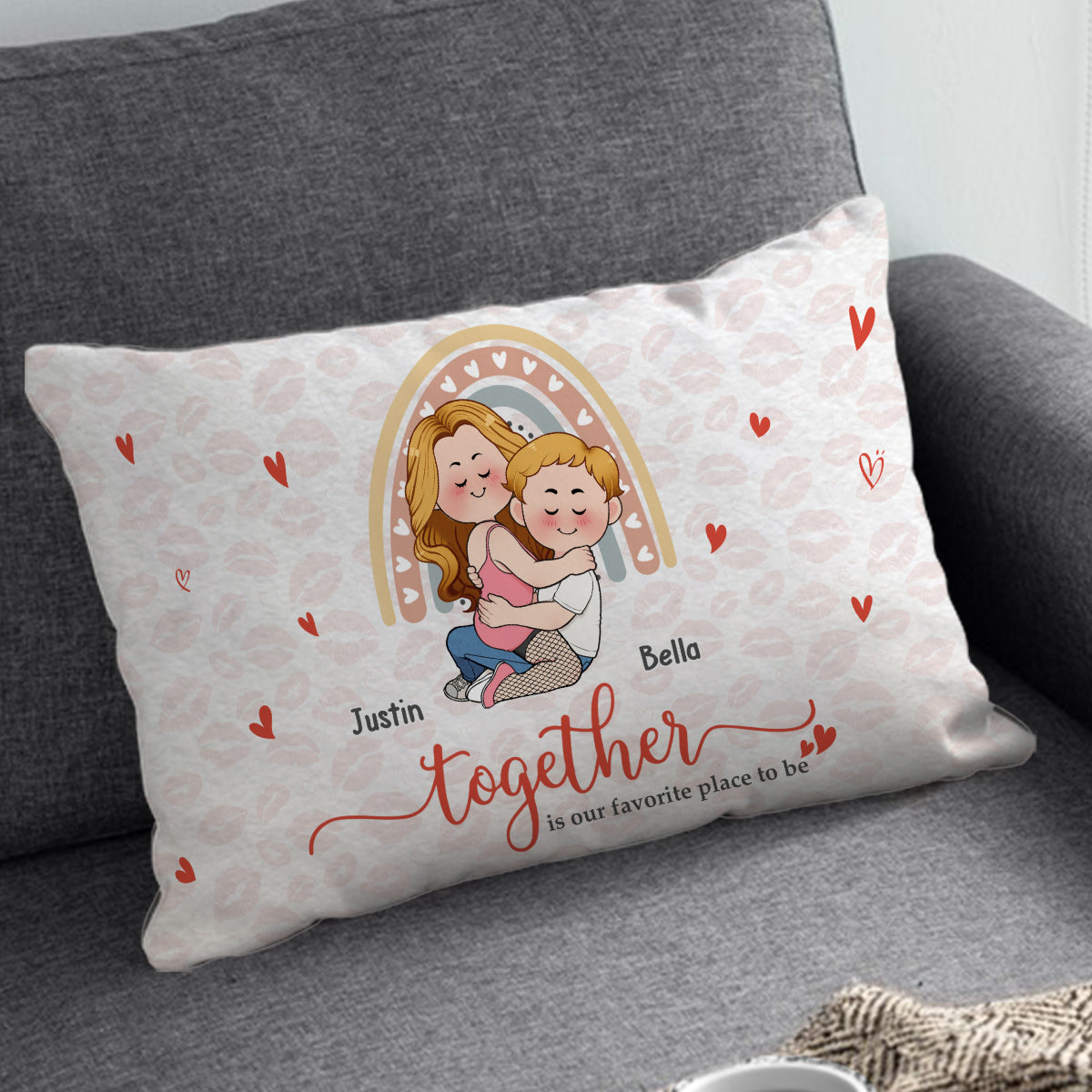 Together Is Our Favorite Place To Be - Personalized Couple Rectangle Pillow Cover