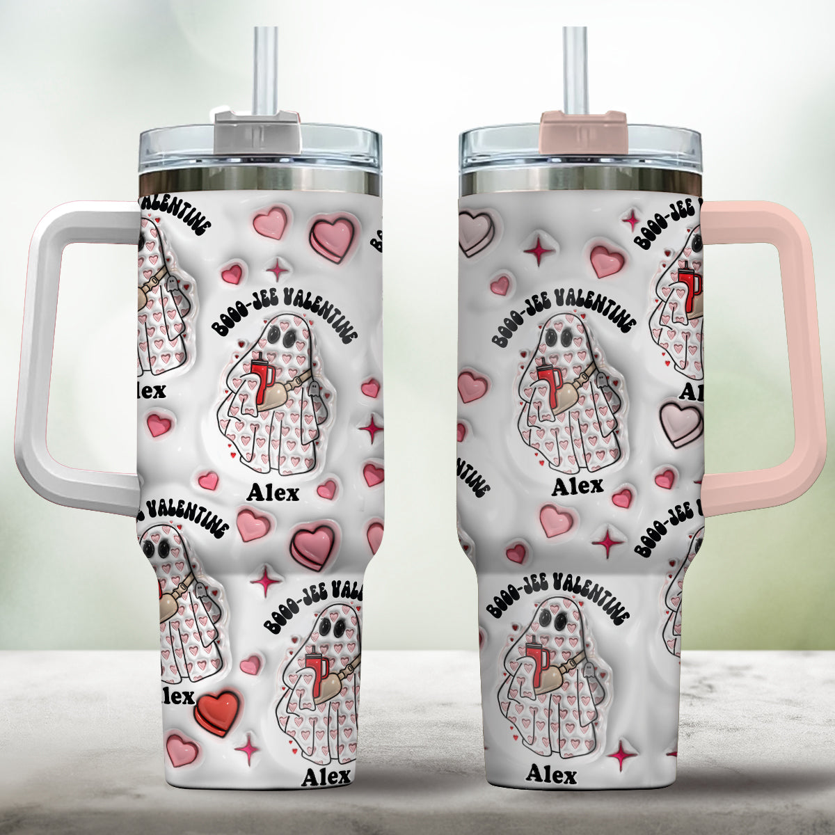 Boo Jee Valentine - Personalized Tumbler With Handle