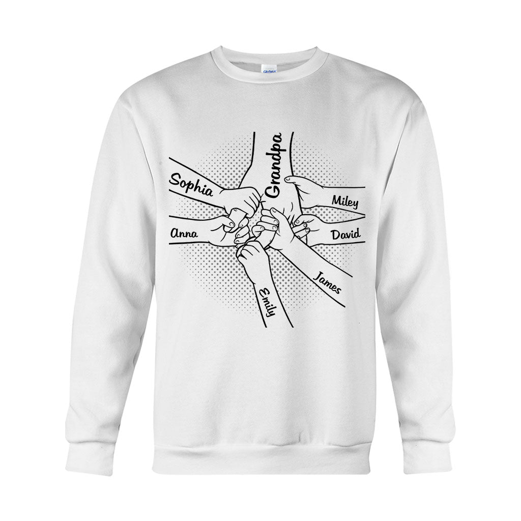 Hand In Hand - Personalized Grandpa T-shirt And Hoodie