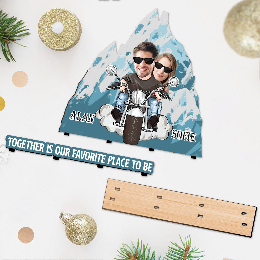 Être ensemble, c'est notre endroit préféré - Tapis de sol personnalisé pour motard, 1 couche, grand format, autoportant