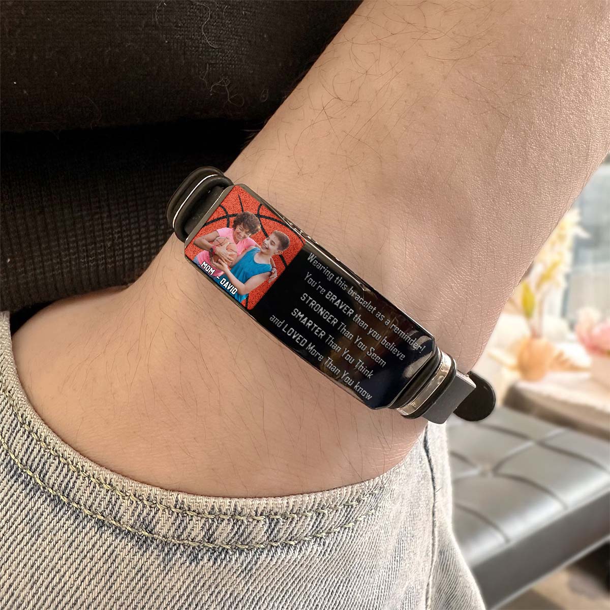 Du bist mutiger, als du glaubst – Personalisiertes Basketball-Armband mit Gravur