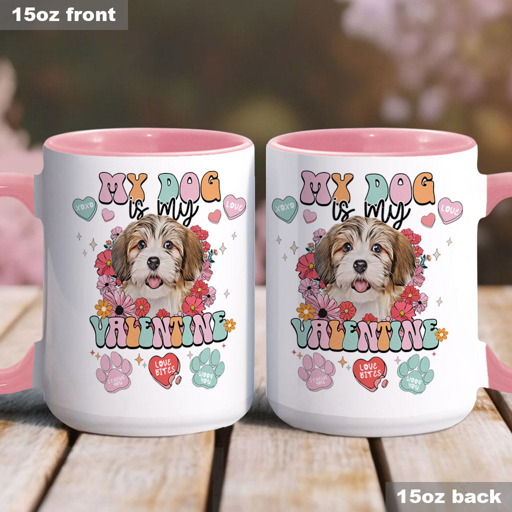 My Dog Is My Valentine - Personalized Dog Accent Mug