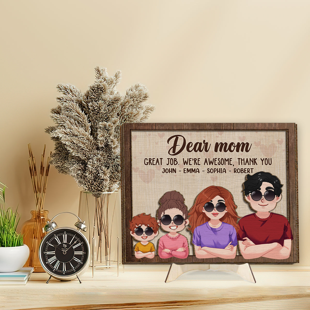 Dear Mom Dad Great Job We're Awesome Thank You - Personalized Mother 2 Layered Wood Sign / Wood Plaque