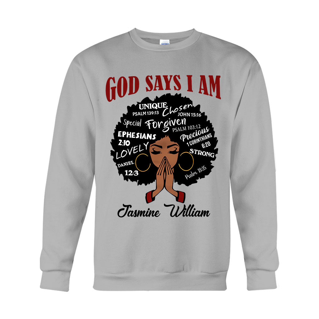 Dieu dit que je suis - T-shirt et sweat à capuche personnalisés pour afro-américains