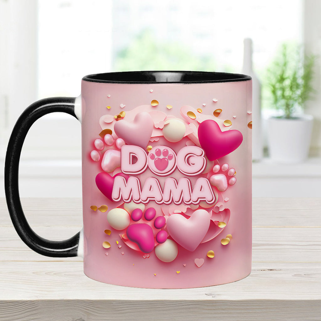 Dog Cat Mama Fur Mom 3D Pink Heart - Personalized Dog Accent Mug