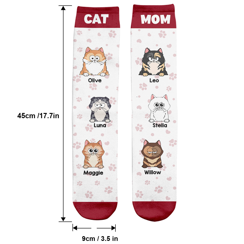 Die Katzen sitzen auf meinem Schoß – personalisierte Katzensocken