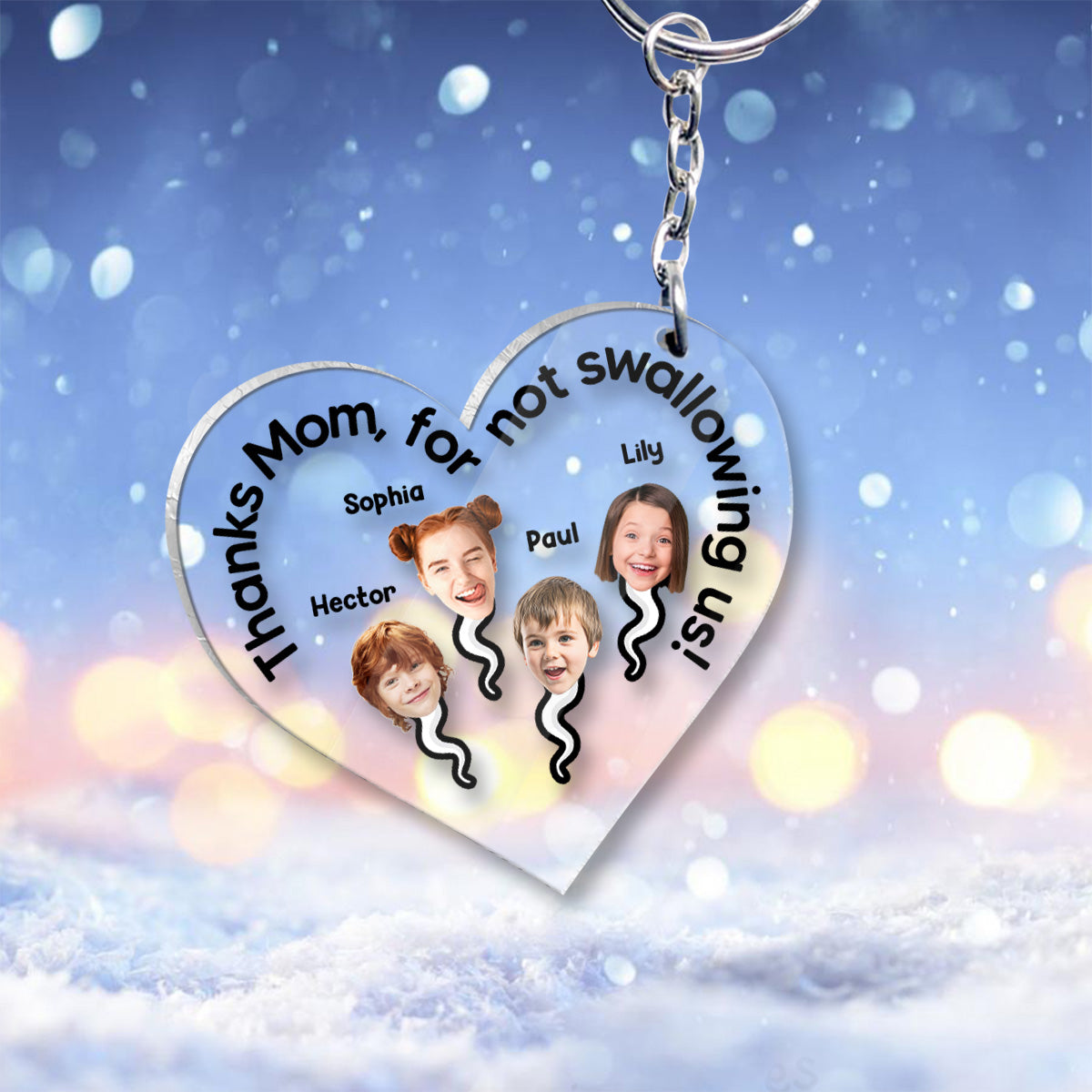 Thanks Mom For Not Swallowing Us - Personalized Mother Transparent Keychain