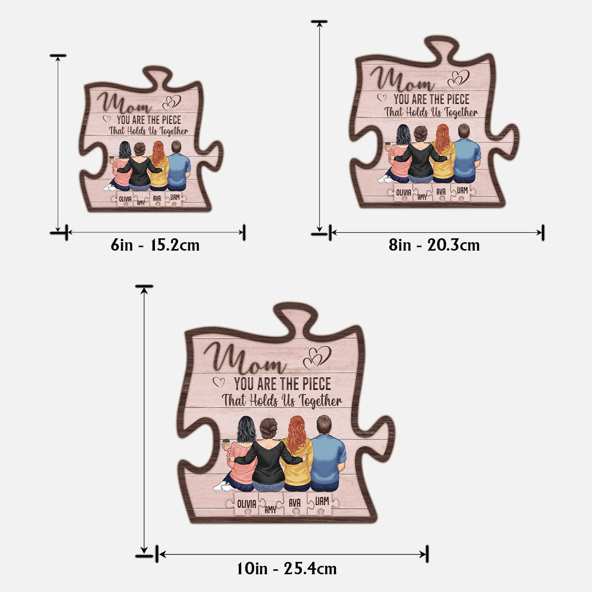 You Are The Piece That Holds Us Together - Personalized Mother 2 Layered Wood Sign / Wood Plaque