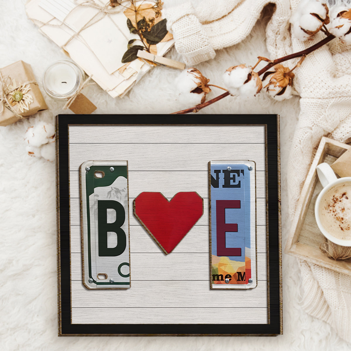 Any Letter Liscense PLate - Personalized Couple 2 Layered Wood Sign / Wood Plaque