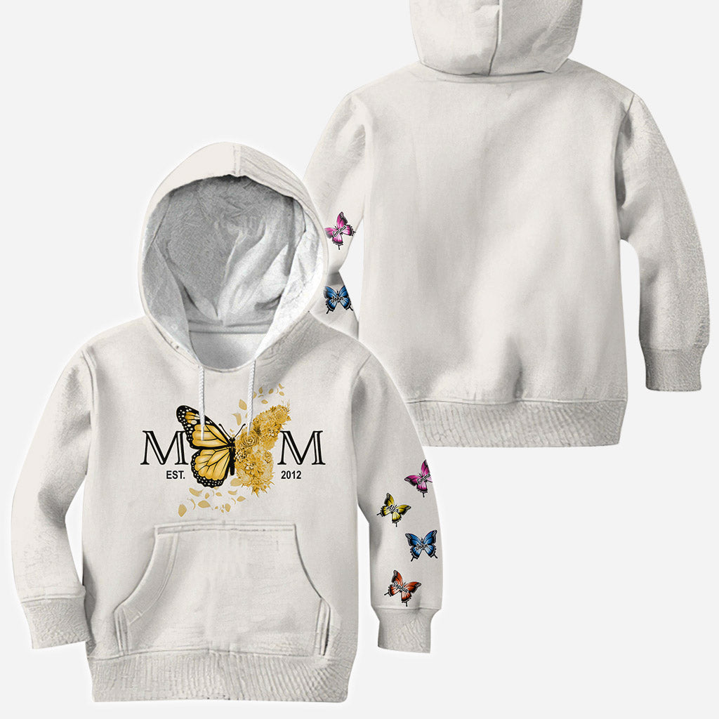 Mom Est. Any Year Botanical Butterfly - Personalized Mother All Over Shirt