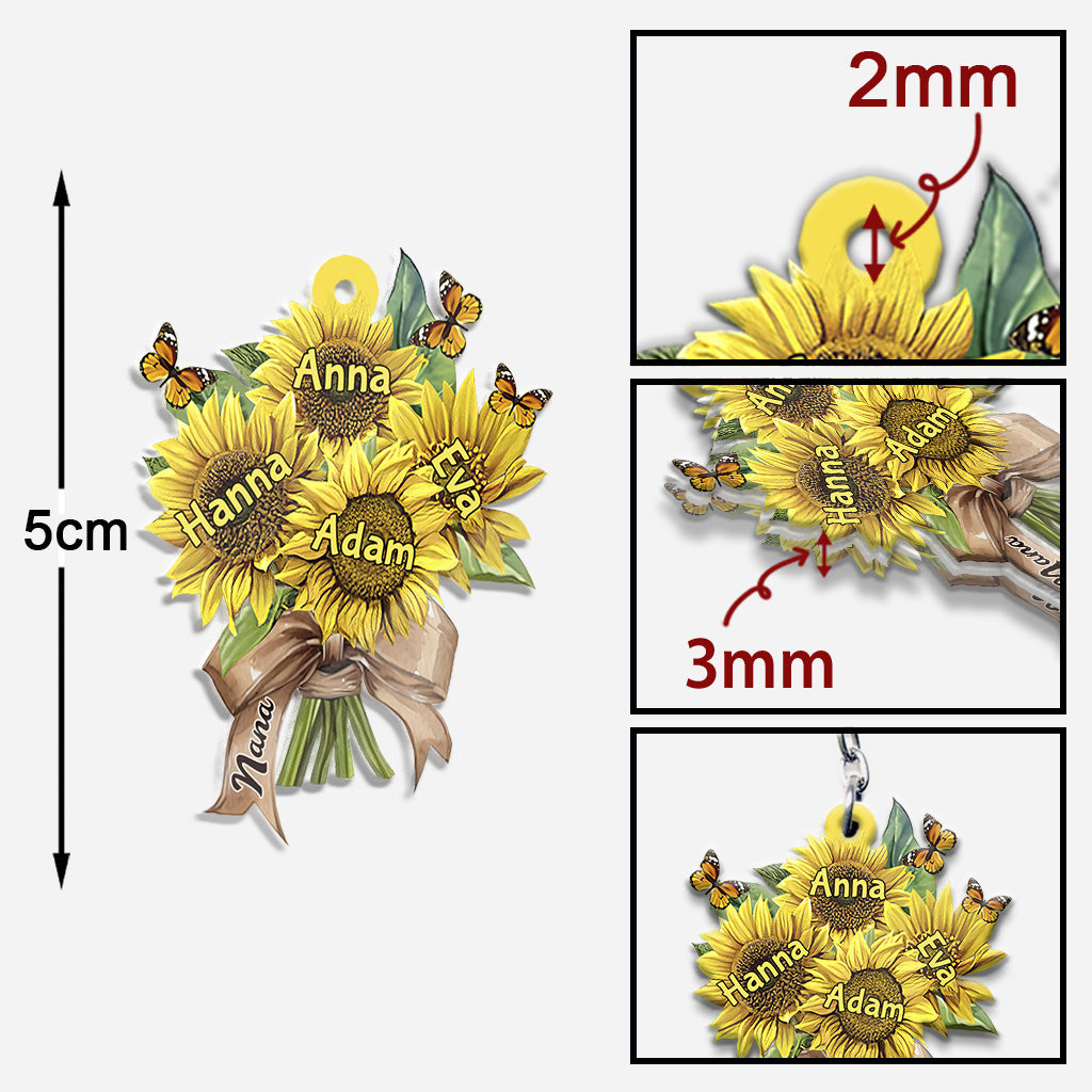 Grandma's Mom's Sunflowers - Personalized Grandma Keychain