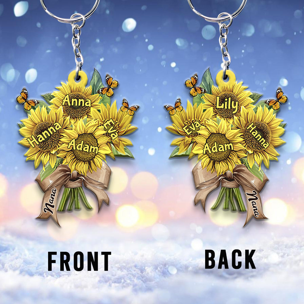 Grandma's Mom's Sunflowers - Personalized Grandma Keychain