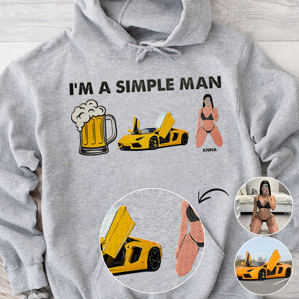 I'm A Simple Man - Personalized Couple Embroidered Hoodie