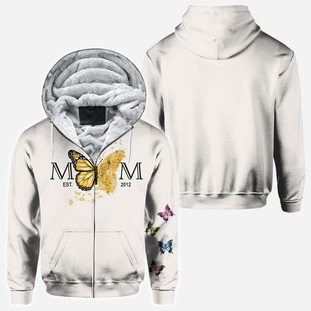 Mom Est. Any Year Botanical Butterfly - Personalized Mother All Over Shirt