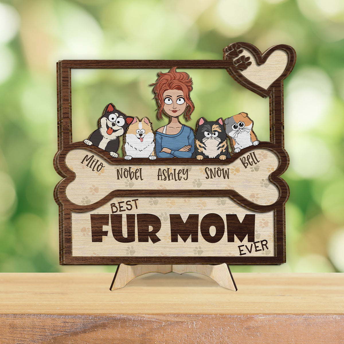 Meilleur papa et maman de chien au monde - Plaque en bois personnalisée à 2 couches