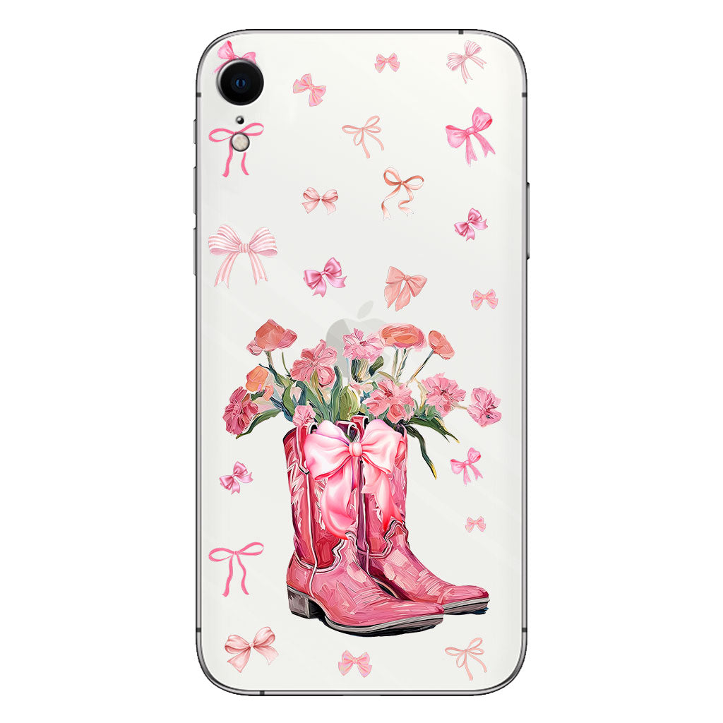 Cowgirl Boots Coquette - Personalized Horse Clear Phone Case
