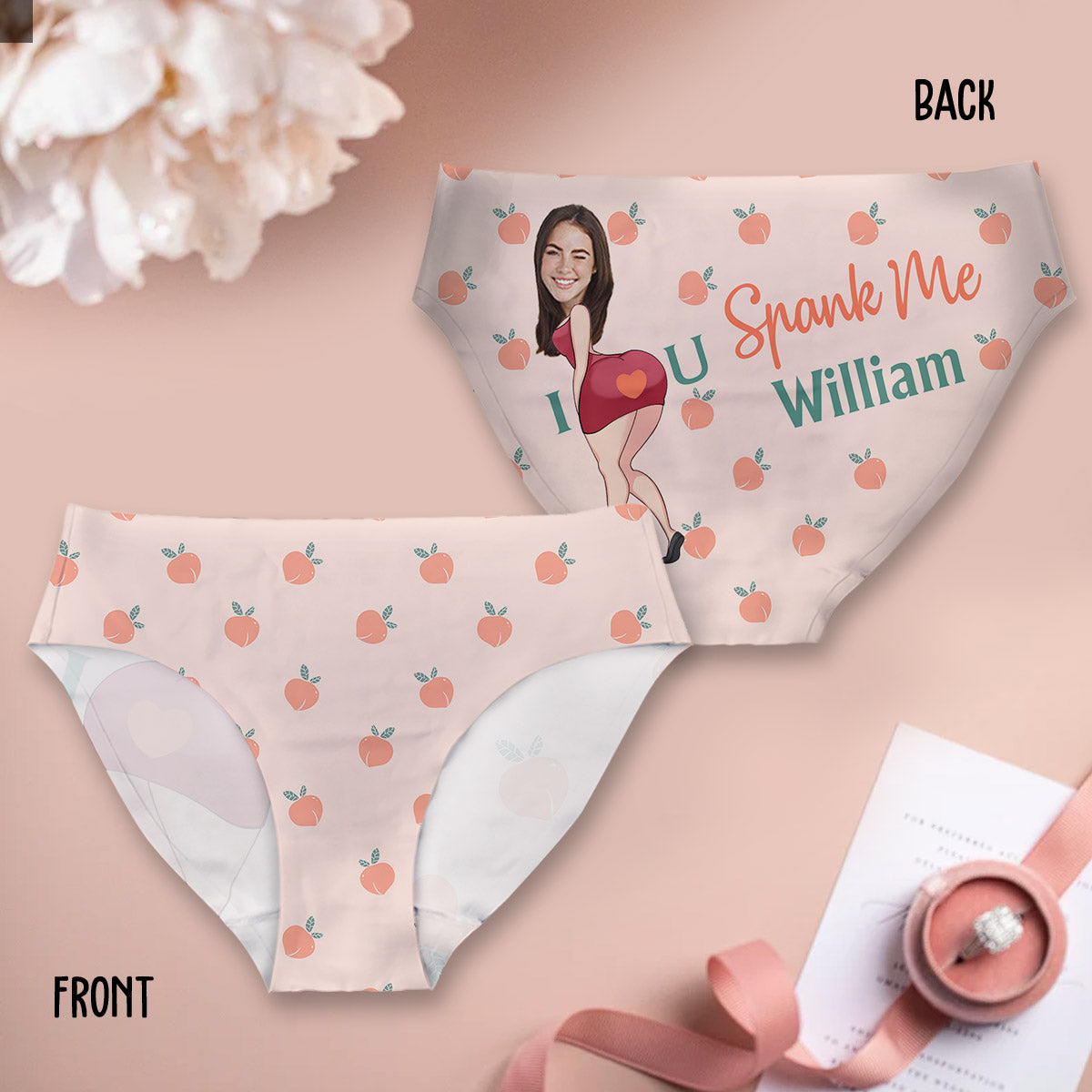 Spank Me Custom Photo And Name - Personalized Couple Women's Briefs