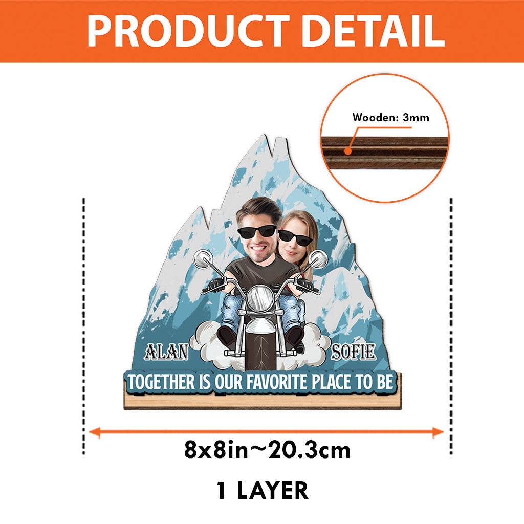 Être ensemble, c'est notre endroit préféré - Tapis de sol personnalisé pour motard, 1 couche, grand format, autoportant