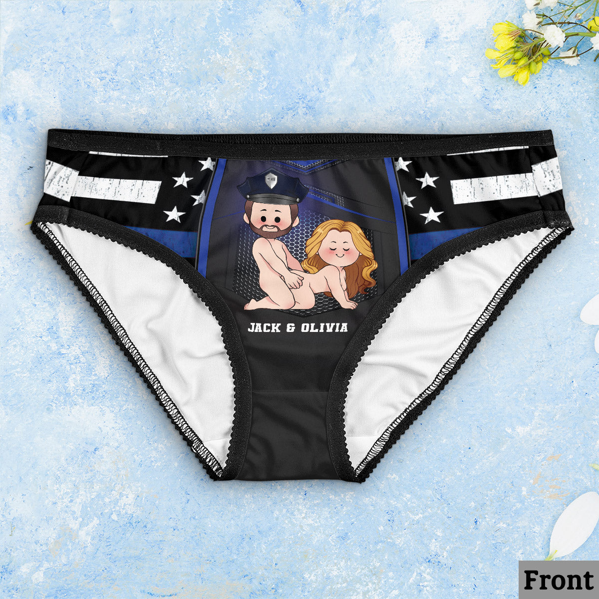 Property Of My Police Officer - Personalized Police Officer Lace Border Women Briefs
