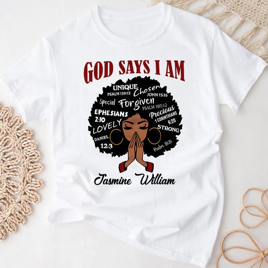 Dieu dit que je suis - T-shirt et sweat à capuche personnalisés pour afro-américains