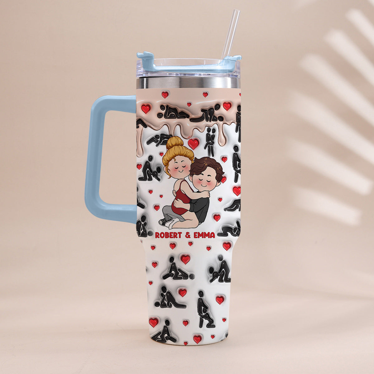 My Favorite Thing To Do Is You - Personalized Couple Tumbler With Handle