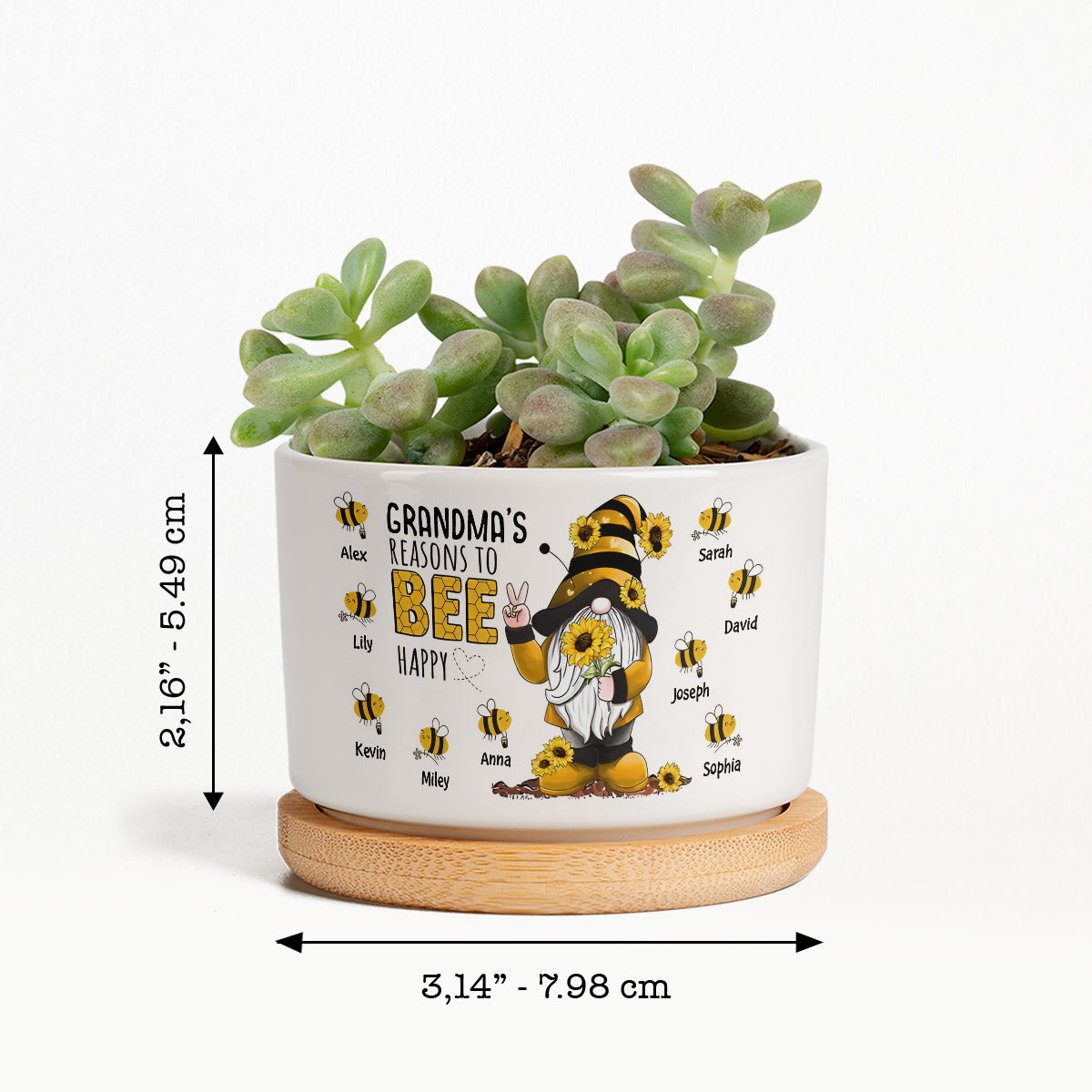 Grandma Reason To Bee Happy - Personalized Grandma Ceramic Plant Pot