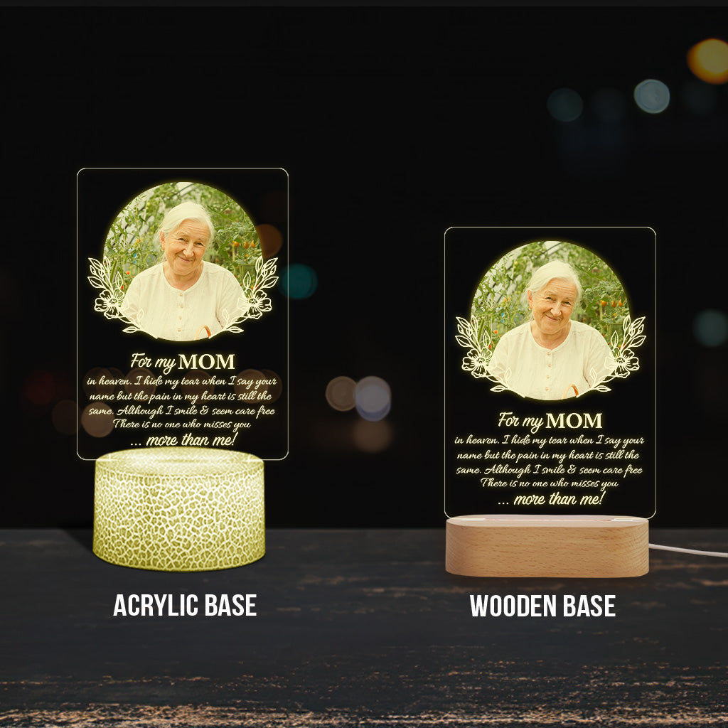 For My Any Title In Heaven I Hide My Tears When I Say Your Name - Personalized Mother Shaped Plaque Light Base