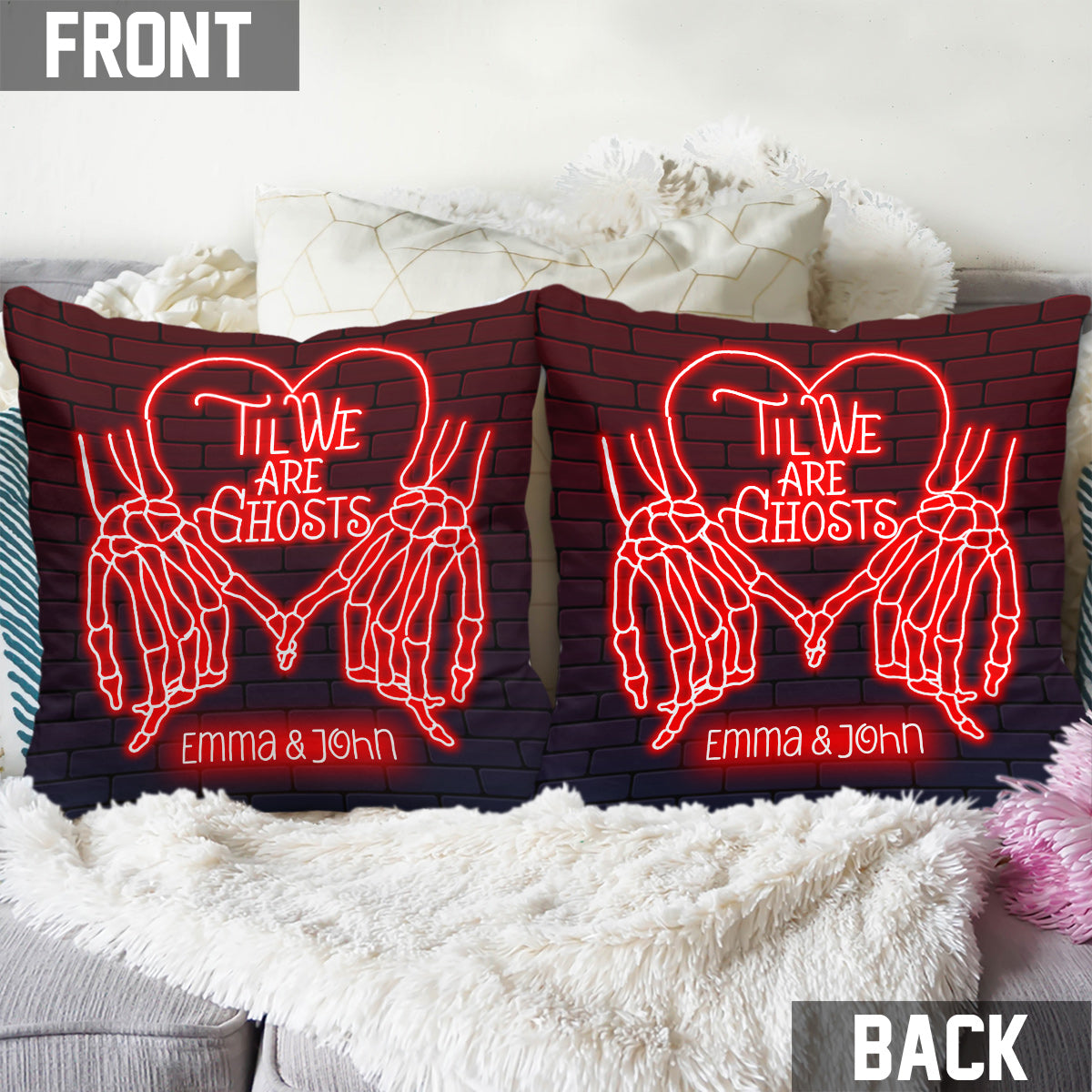 Til We Are Ghost - Personalized Couple Throw Pillow