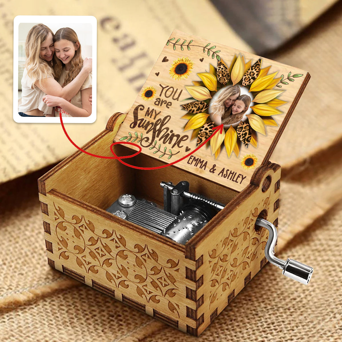 You Are My Sunshine - Personalized Mother Hand Crank Music Box