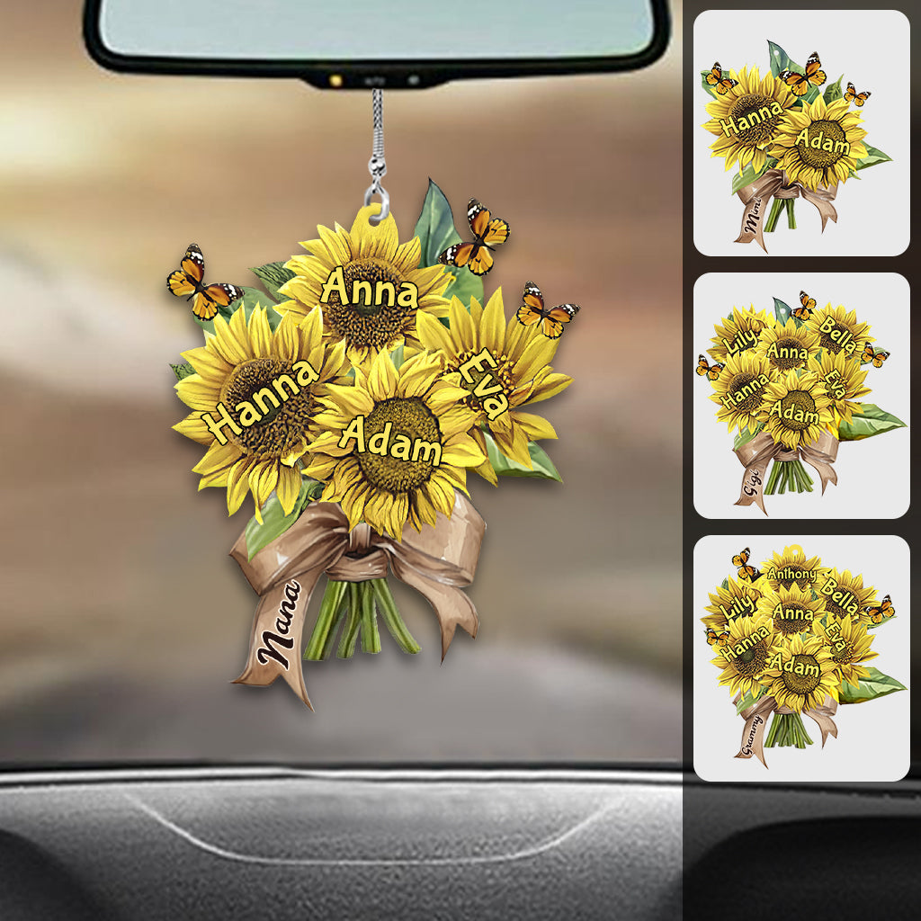 Grandma's Mom's Sunflowers - Personalized Grandma Car Ornament
