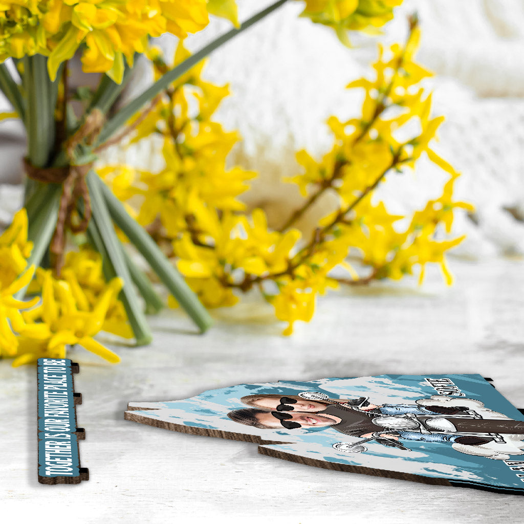 Être ensemble, c'est notre endroit préféré - Tapis de sol personnalisé pour motard, 1 couche, grand format, autoportant