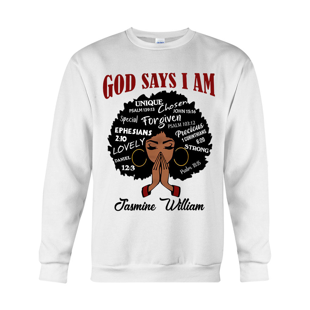 Dieu dit que je suis - T-shirt et sweat à capuche personnalisés pour afro-américains