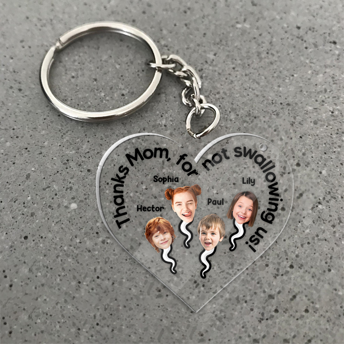Thanks Mom For Not Swallowing Us - Personalized Mother Transparent Keychain