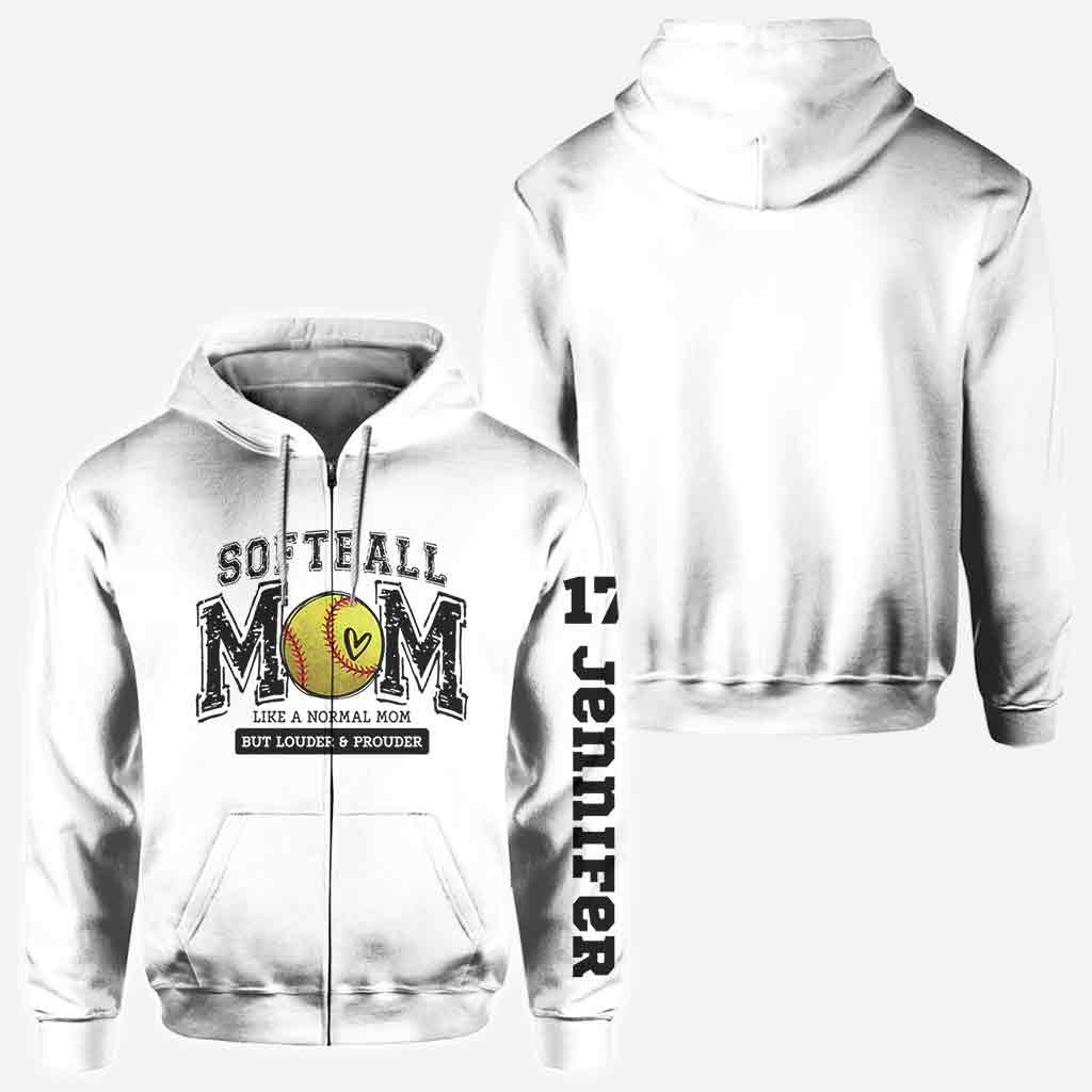 Softball Mom Louder Prouder - Personalized Softball All Over Shirt