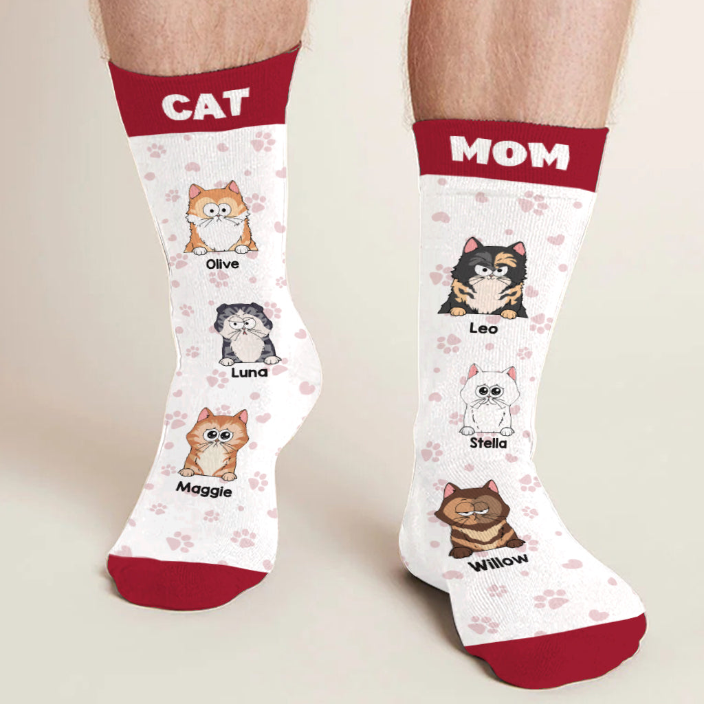 Die Katzen sitzen auf meinem Schoß – personalisierte Katzensocken