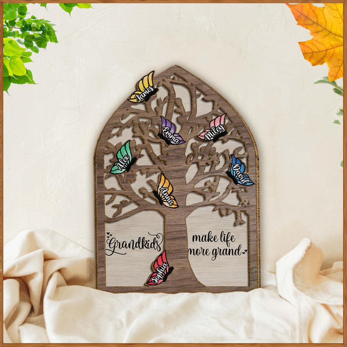Enkelkinder machen das Leben schöner – Personalisiertes 2-lagiges Holzschild/Holzplakette für Oma
