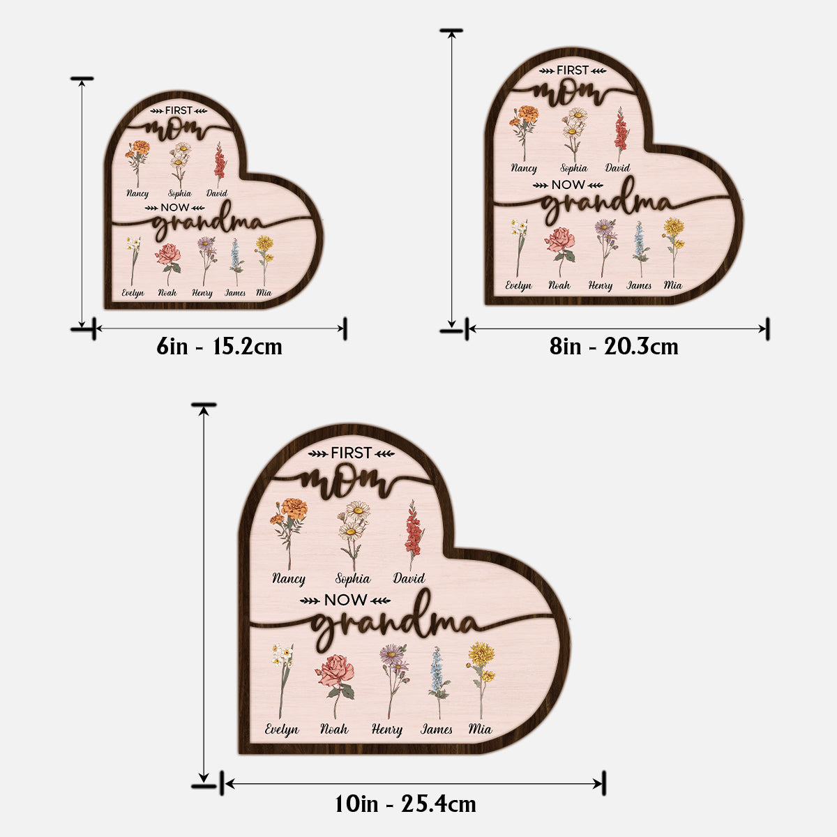 First Mom Now Grandma - Personalized Grandma 2 Layered Wood Sign / Wood Plaque