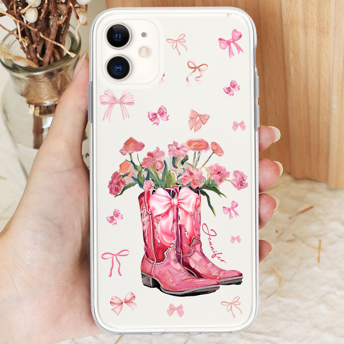 Cowgirl Boots Coquette - Personalized Horse Clear Phone Case