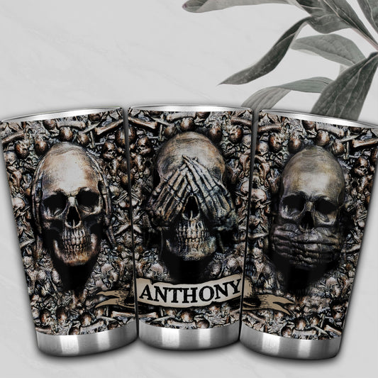 Three Wise Skulls - Personalized Skull Tumbler