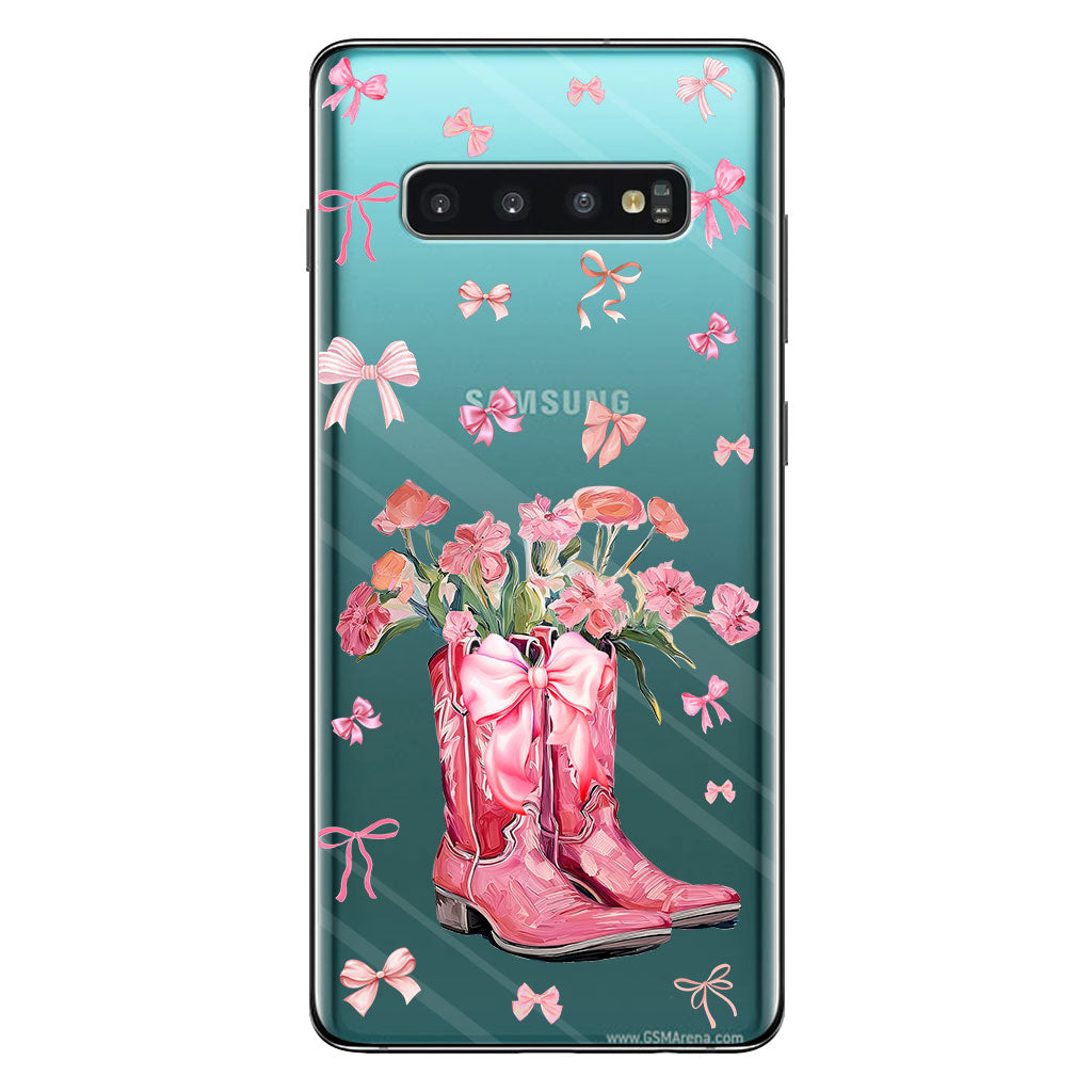 Cowgirl Boots Coquette - Personalized Horse Clear Phone Case