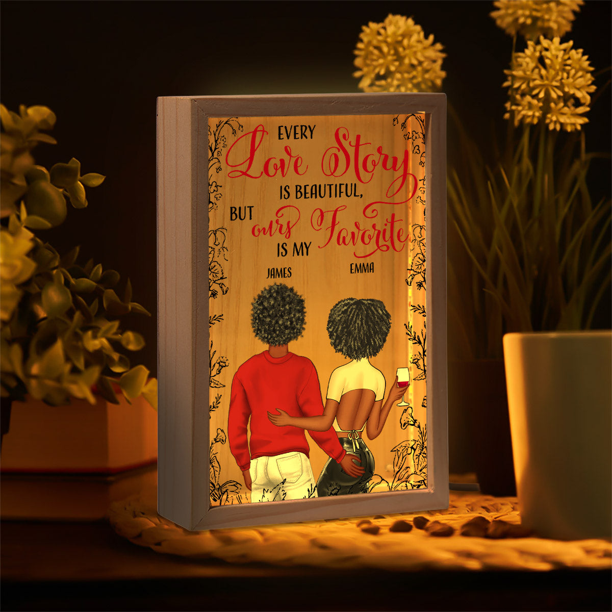 Every Love Story Is Beautiful But Ours Is My Favorite - Personalized Couple Picture Frame Light Box