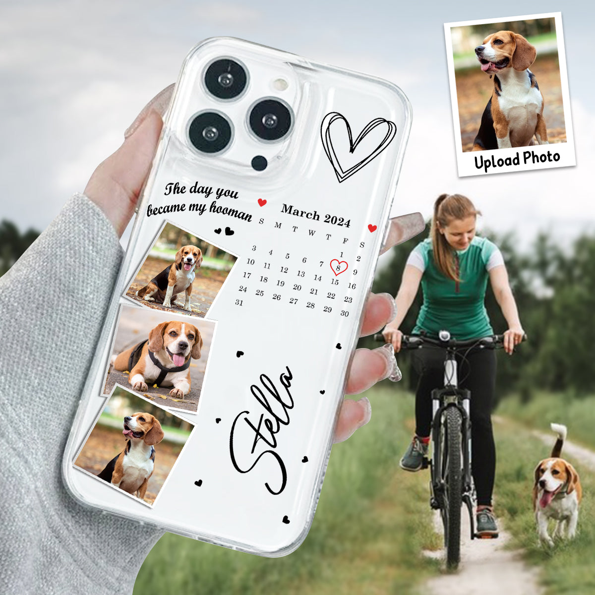 The Day You Became My Hooman Dog Cat Pet Lover Custom Photos And Calendar - Personalized Dog Clear Phone Case
