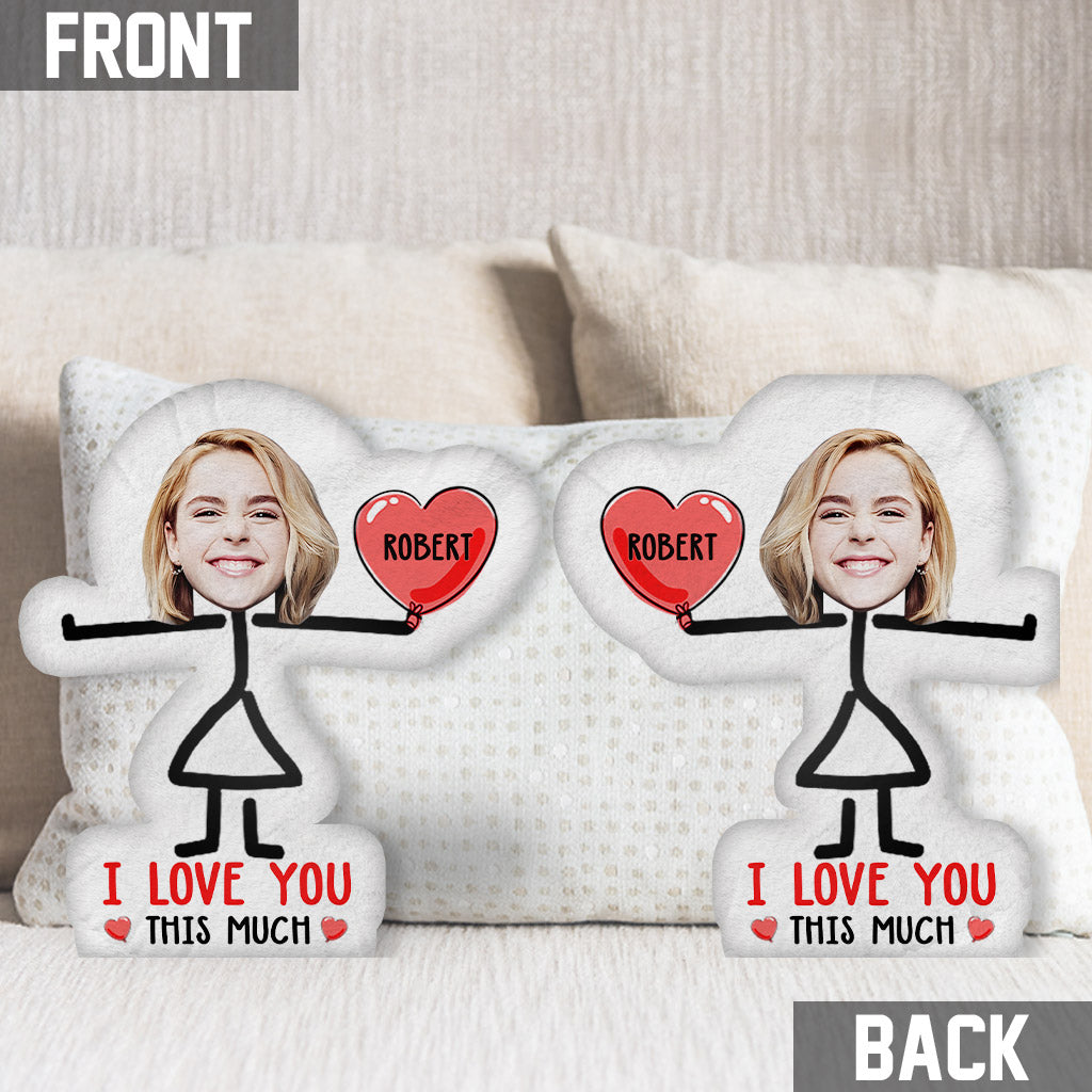 I Love You This Much Custom Photo Keychain For Couples - Personalized Couple Shaped Pillow