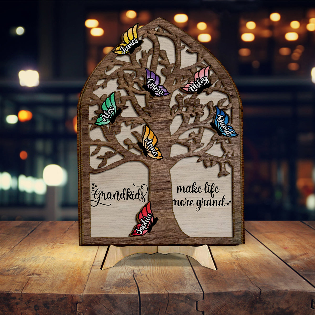 Enkelkinder machen das Leben schöner – Personalisiertes 2-lagiges Holzschild/Holzplakette für Oma