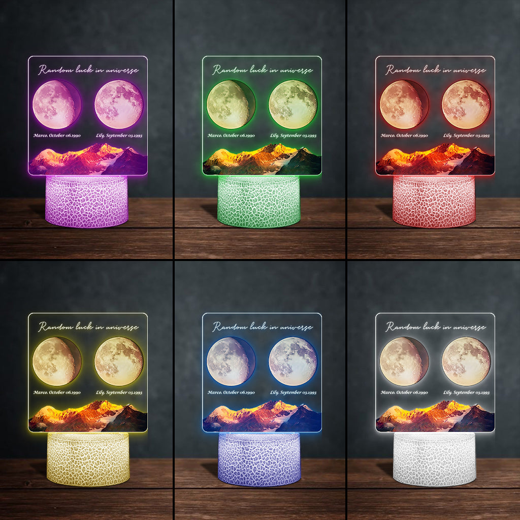 Random Luck In Universe - Personalized Couple Shaped Plaque Light Base