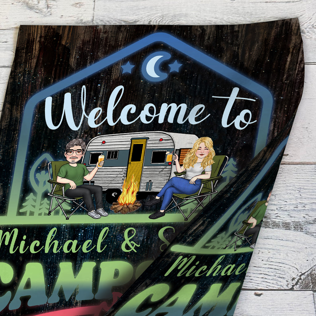 Welcome To Our Adventure - Personalized Camping Garden Flag