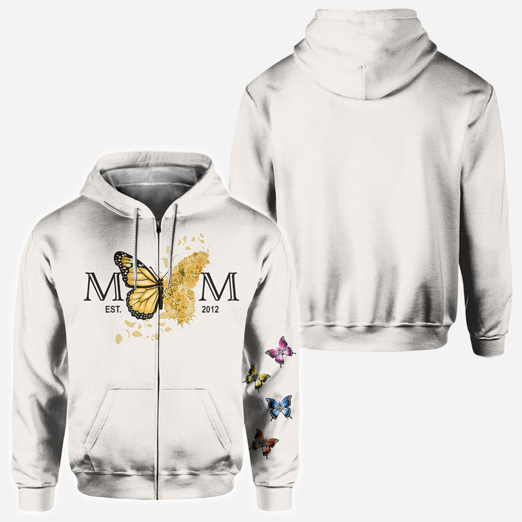 Mom Est. Any Year Botanical Butterfly - Personalized Mother All Over Shirt
