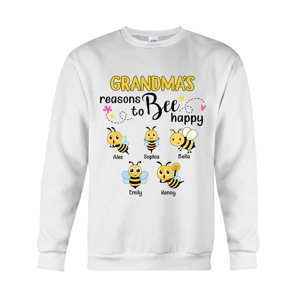 Grandma's Reasons To Bee Happy - Personalized Bee T-shirt And Hoodie