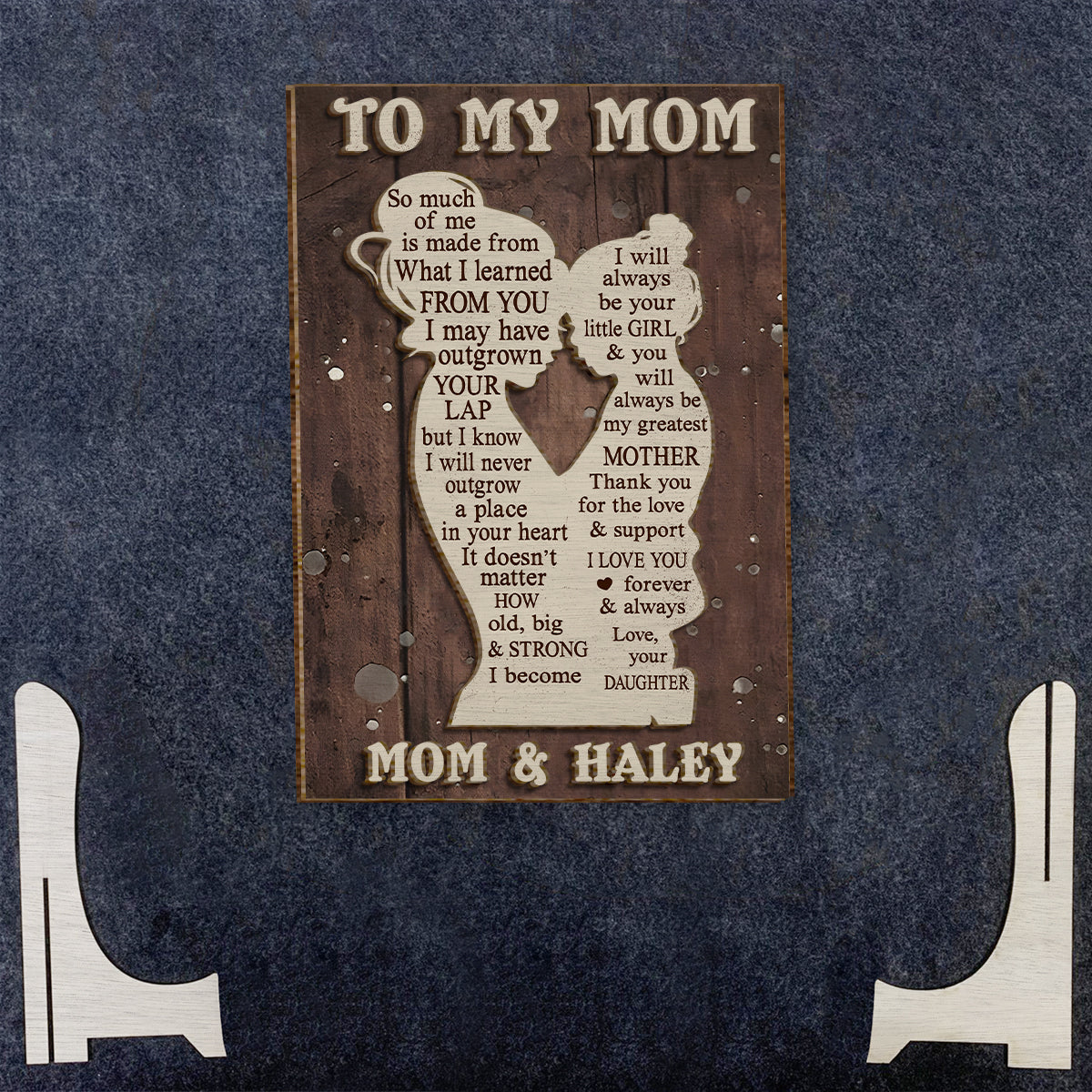 To My Mom Mother And Kid Silhouette - Personalized Mother 2 Layered Wood Sign / Wood Plaque