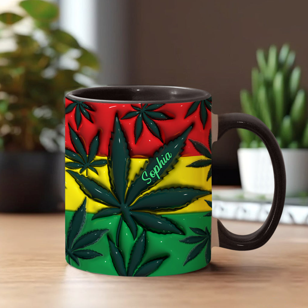 Inflated Magic Leaf Red Yellow Green - Personalized Weed Accent Mug